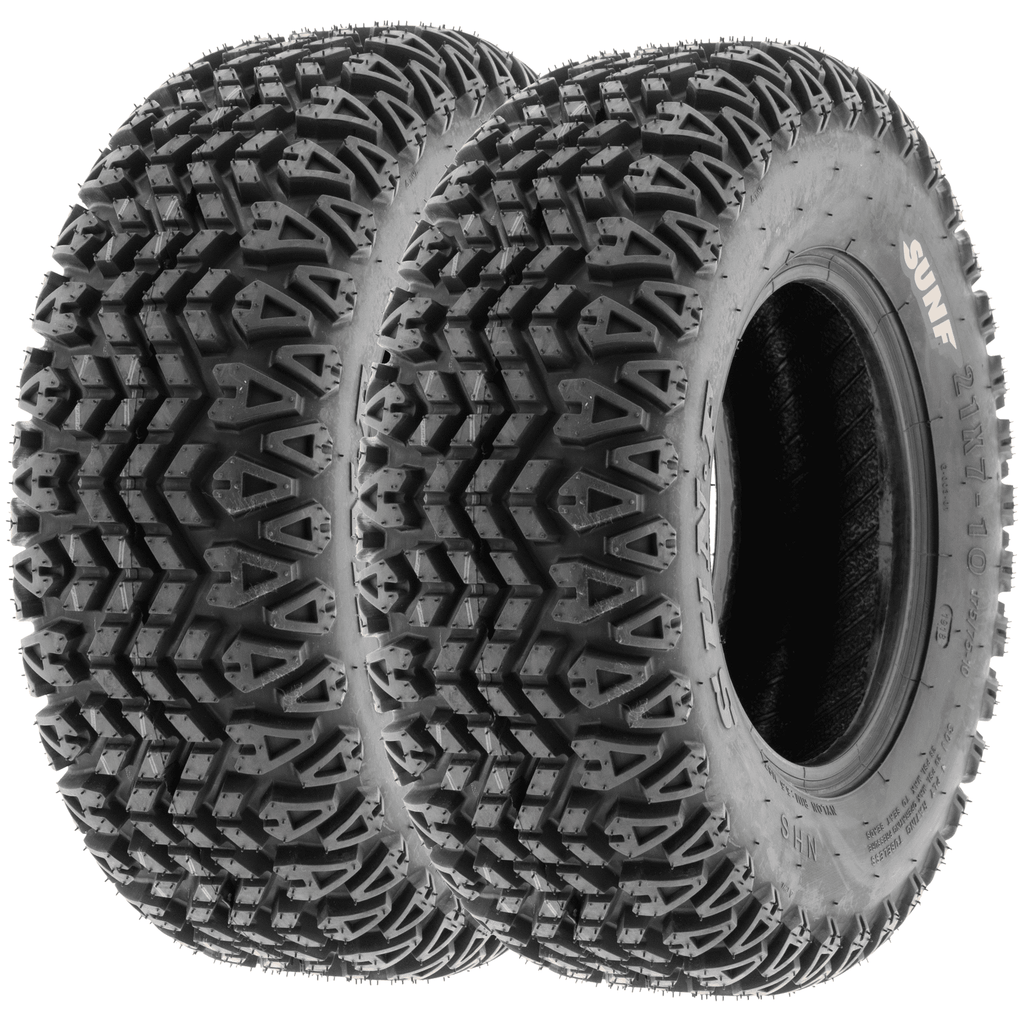 SunF Golf-Cart Lawn Mower Turf Tires 21x7-10 & 22x11-10 4 PR G003 (Complete Full Set of 4)