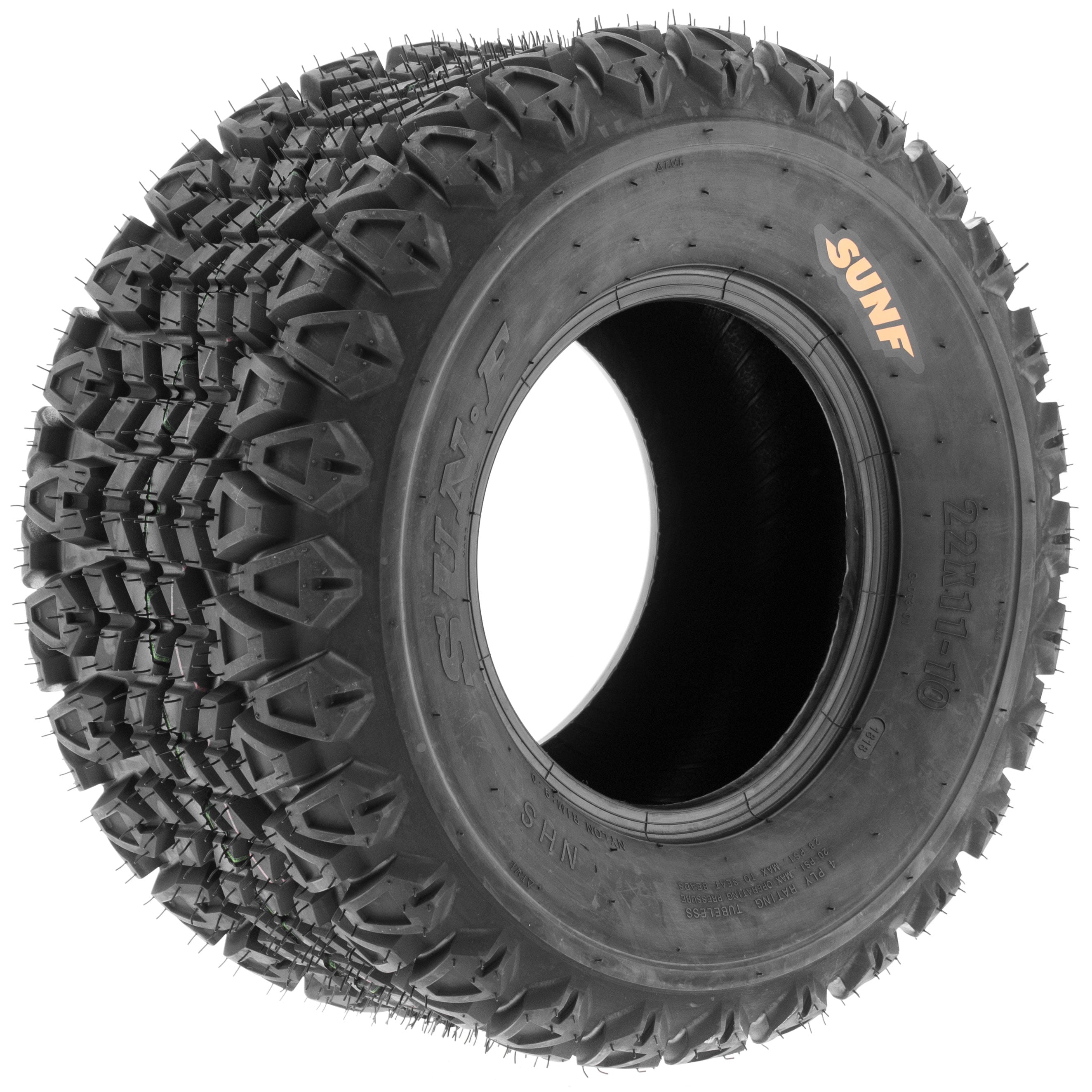 SunF Golf-Cart Lawn Mower Turf Tires 21x7-10 & 22x11-10 4 PR G003 (Complete Full Set of 4)