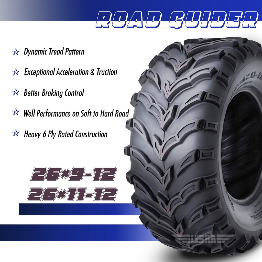 Set of 4 ATV/UTV Tires 26x9-12 26x9x12 Front 26x11-12 26x11x12 Rear 10275/276