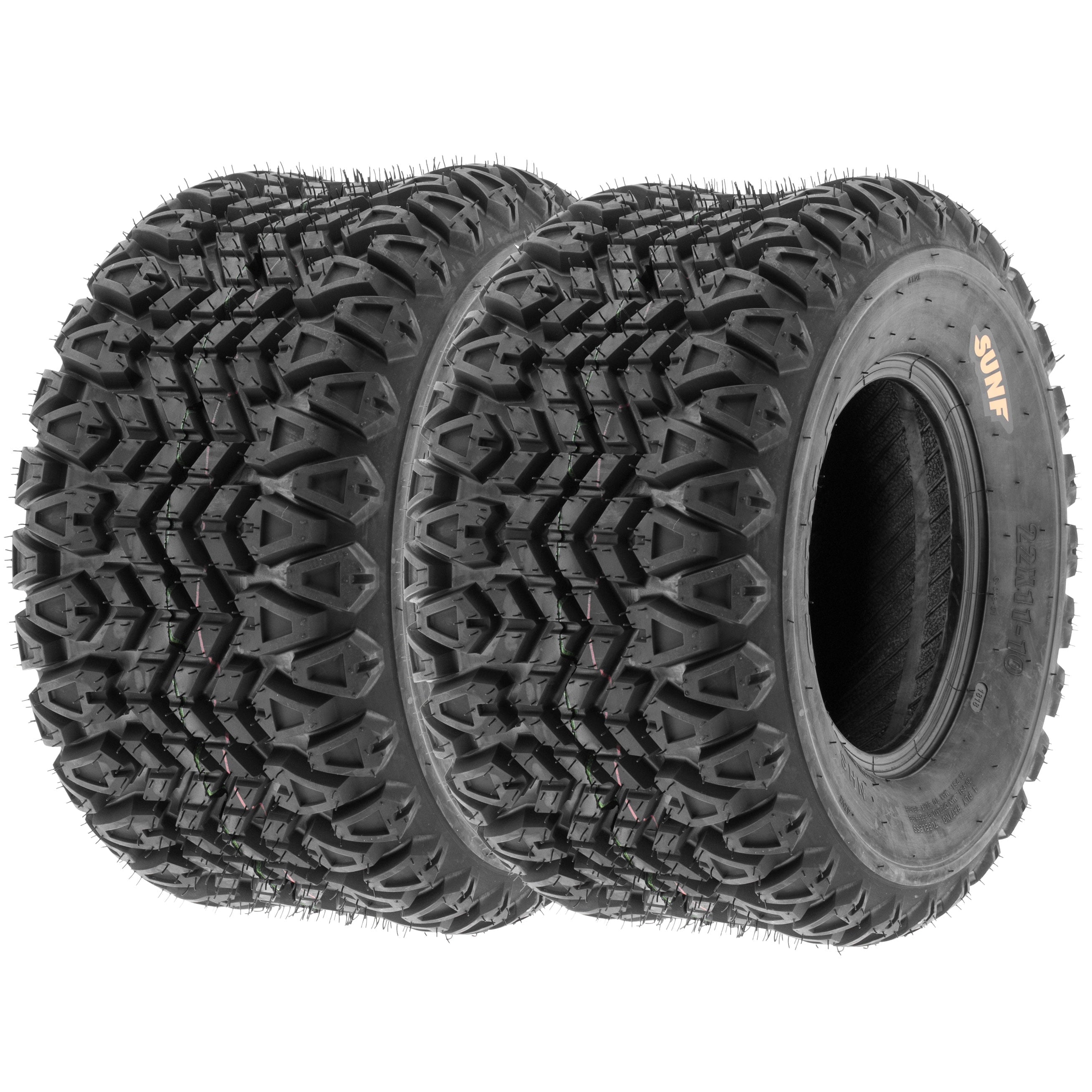 SunF Golf-Cart Lawn Mower Turf Tires 21x7-10 & 22x11-10 4 PR G003 (Complete Full Set of 4)
