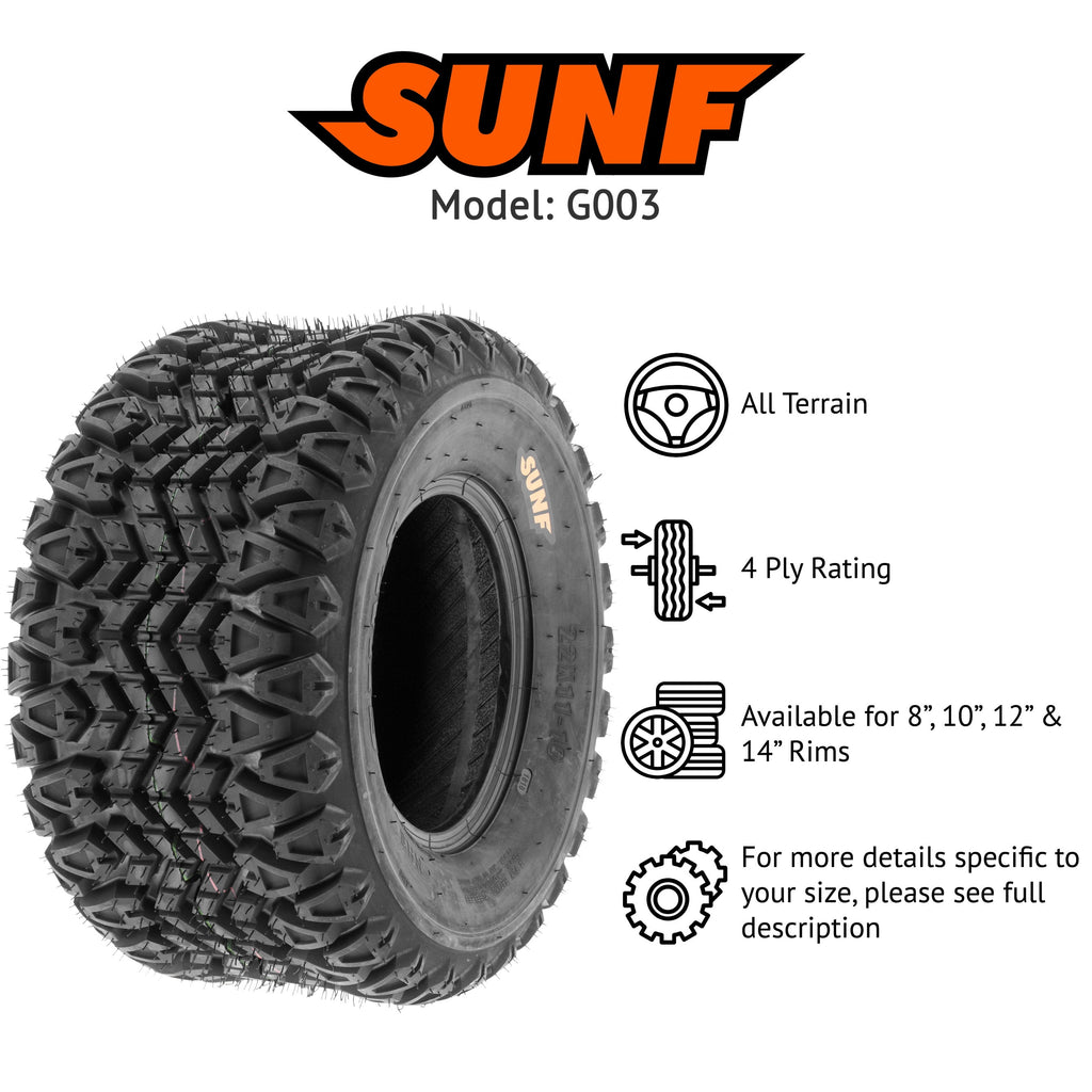 SunF Golf-Cart Lawn Mower Turf Tires 21x7-10 & 22x11-10 4 PR G003 (Complete Full Set of 4)