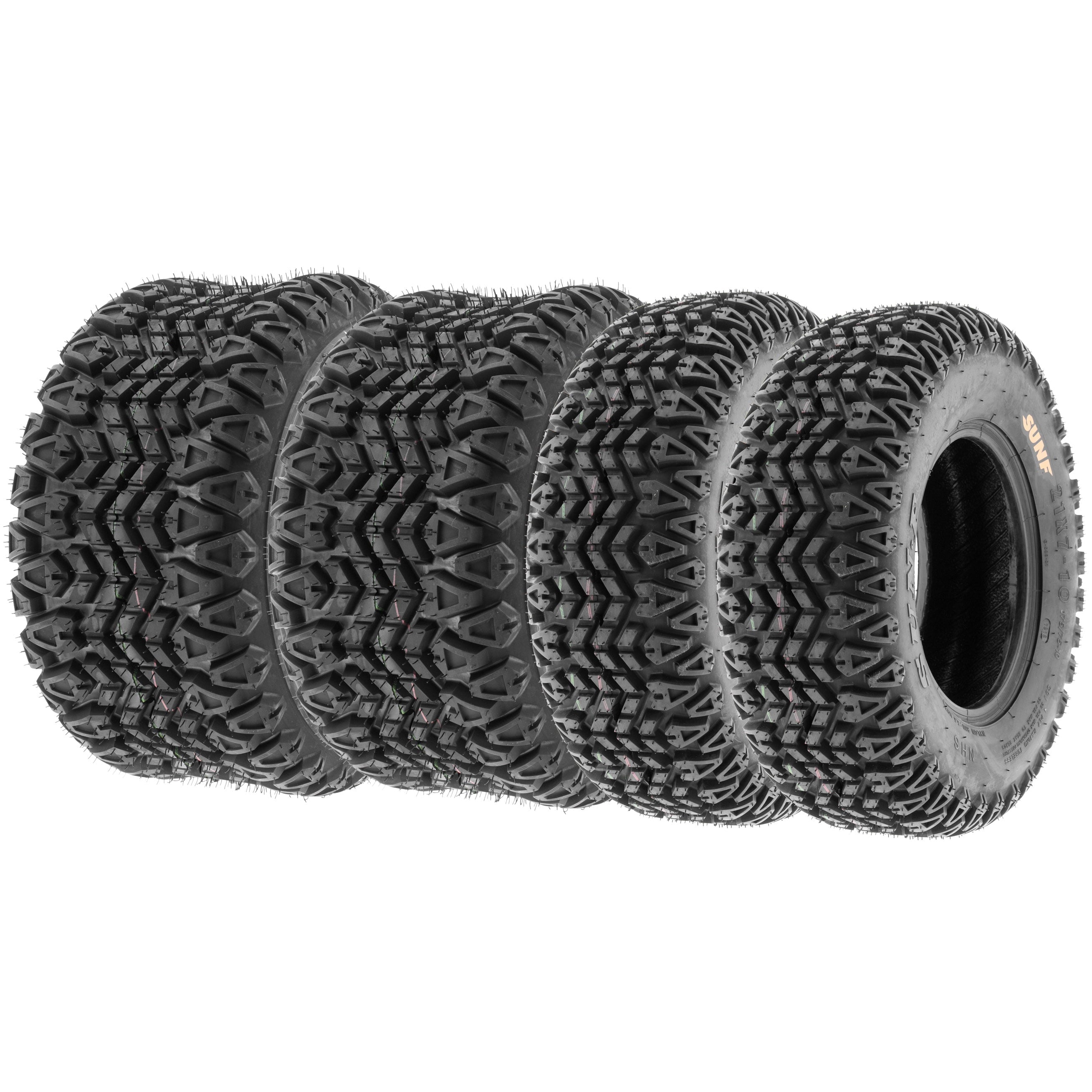 SunF Golf-Cart Lawn Mower Turf Tires 21x7-10 & 22x11-10 4 PR G003 (Complete Full Set of 4)