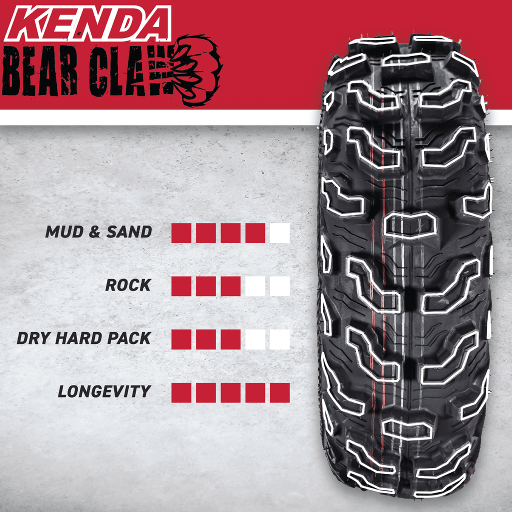 Kenda Bearclaw EX K573 - 26x12-12 Rear Tire for All Terrain (ATV), UTV, and Side by Side (SxS) Vehicles - 6-Ply - Bear Claw EX 26x12x12