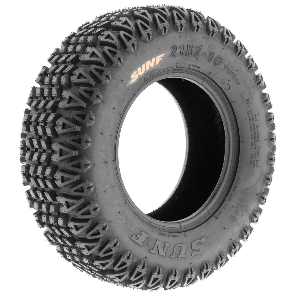 SunF Golf-Cart Lawn Mower Turf Tires 21x7-10 & 22x11-10 4 PR G003 (Complete Full Set of 4)