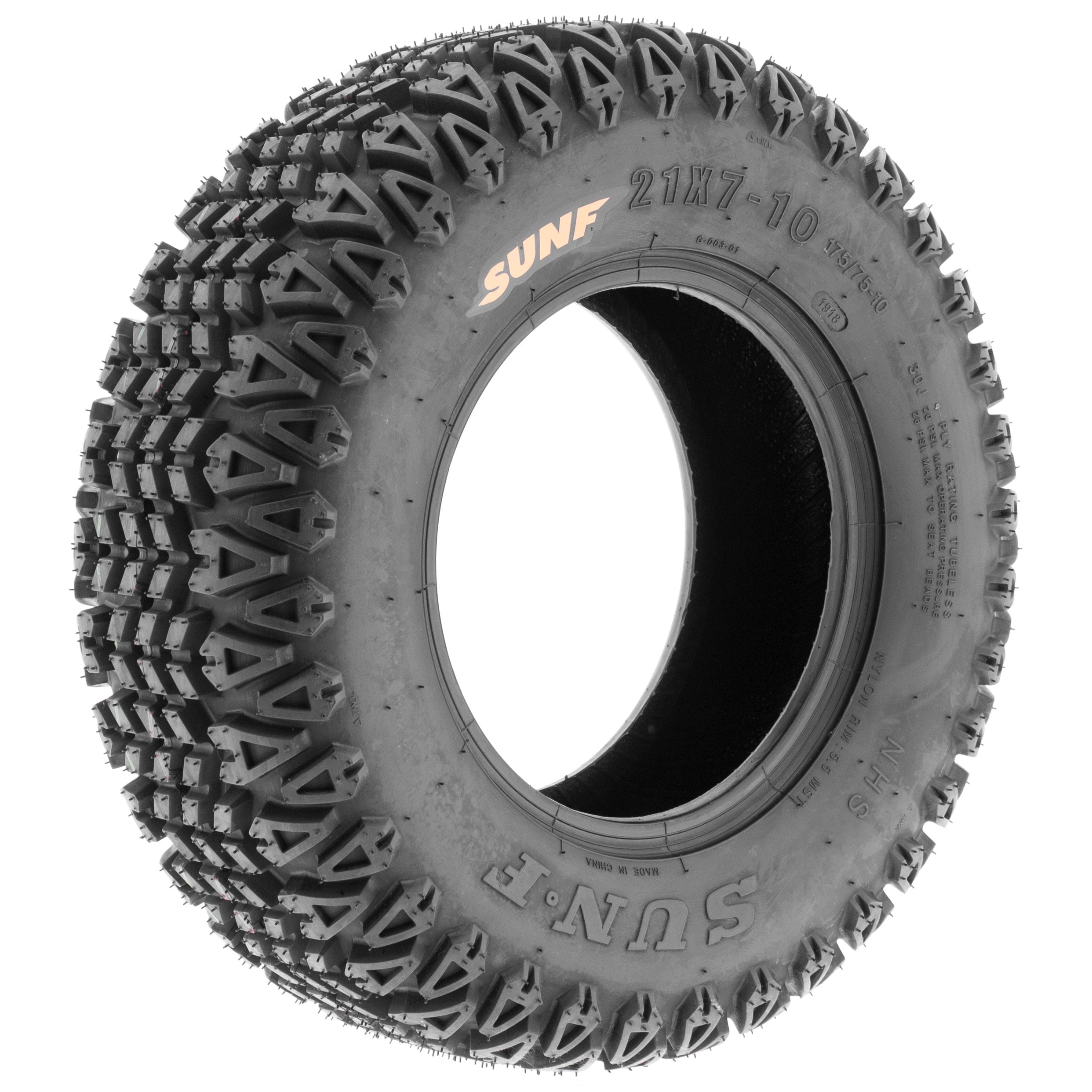 SunF Golf-Cart Lawn Mower Turf Tires 21x7-10 & 22x11-10 4 PR G003 (Complete Full Set of 4)